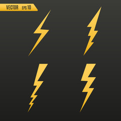 Thunder and bolt lighting. Flash icon isolated on transparent background. Graphic symbol element. 