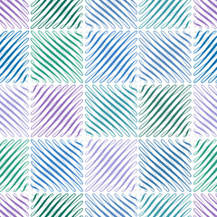 Seamless pattern with flourishes in square shape, repeated green and blue scroll background, universal backdrop, curl decoration elements wallpaper, vector