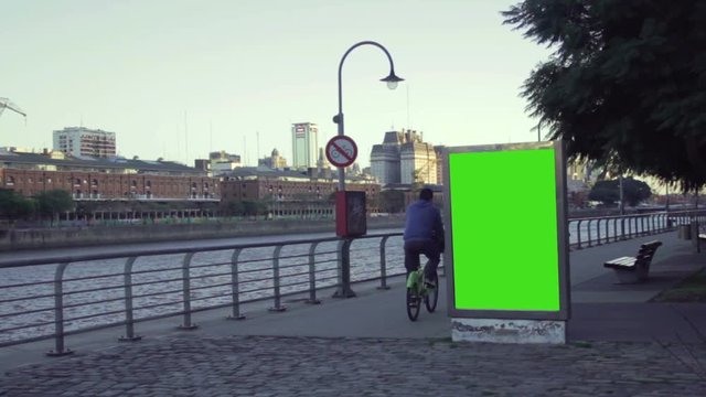 Billboard Ad with Green Screen in the city streets