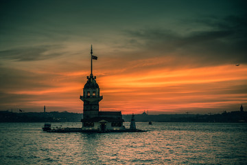 maiden's tower at sunset