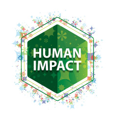 Human Impact floral plants pattern green hexagon button