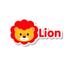 Cute vector lion face sticker