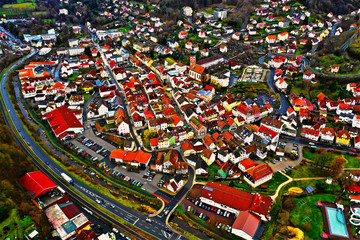 Fototapeta premium Bad Brückenau in Bayern aus der Luft - Drohne DJI Mavic 2 Pro