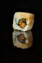 sushi rolls. Fresh and delicious portion - Sushi menu. Japanese food. food background. Top