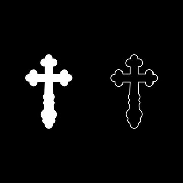 Cross trefoil shamrock Cross monogram Religious cross icon set white color vector illustration flat style image