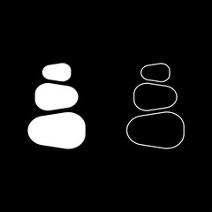 Stacked stones Stack stones Zen stone tower Spa stones stack icon set white color vector illustration flat style image