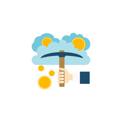 Cloud Mining Concept Flat Vector Icon