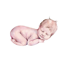 Naklejka premium Sleeping baby Isolated on white background.