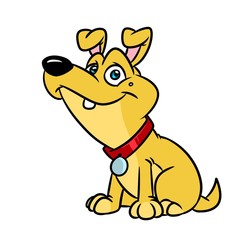 Dog little sitting smile animal character  cartoon illustration isolated image