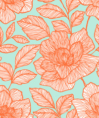 Seamless pattern with abstract flowers. Creative floral surface design. Design for fabric, wallpaper, wrapping, cover. 