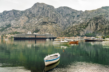 Sunny morning view of Kotor bay, Montenegro.