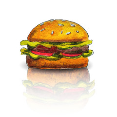 Watercolor fast food