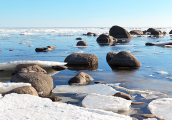 Spring melting ice in the north of Lake Ladoga
