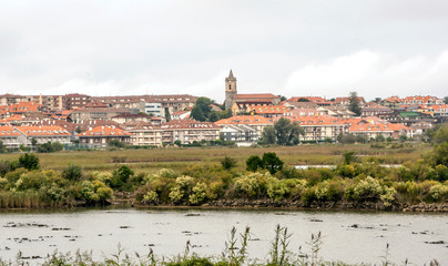 Rural town in Cantabria in the north of spain in a sunny day.