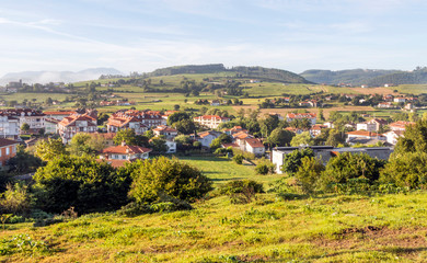 Fototapeta na wymiar Field of Cantabria in rural scene on a sunny day