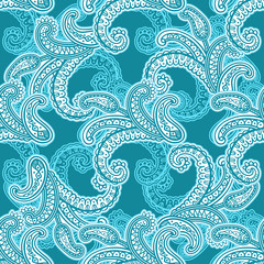 Beautiful bohemian floral paisley seamless ornament. Vintage ornate vector wallpaper, decorative vector art.
