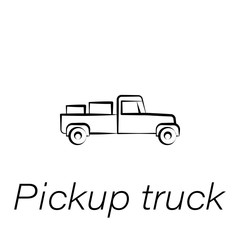 Obraz premium pickup truck hand draw icon. Element of farming illustration icons. Signs and symbols can be used for web, logo, mobile app, UI, UX