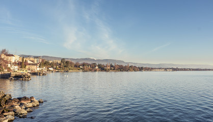 The houses on coast of Lake Geneva.