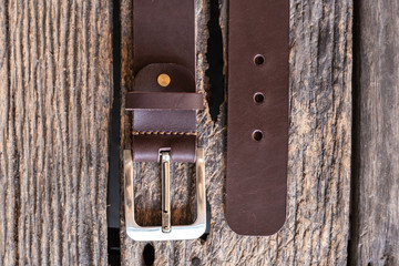 Brown leather belt handmade craftsmanship working