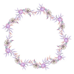 Fototapeta na wymiar Frame with floral elements. Isolated on white background. 