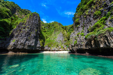 Wang Long Bay with crystal turquoise water, Tropical island Koh Phi Phi Don, Krabi Province,...