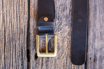 Genuine leather belt with brass buckle