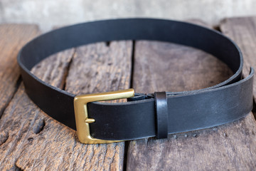Genuine leather belt with brass buckle