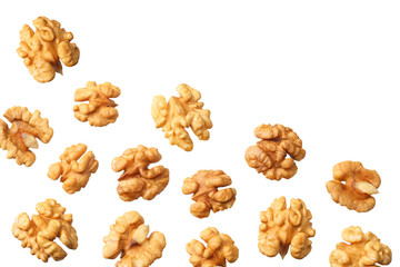 walnuts isolated on white background top view