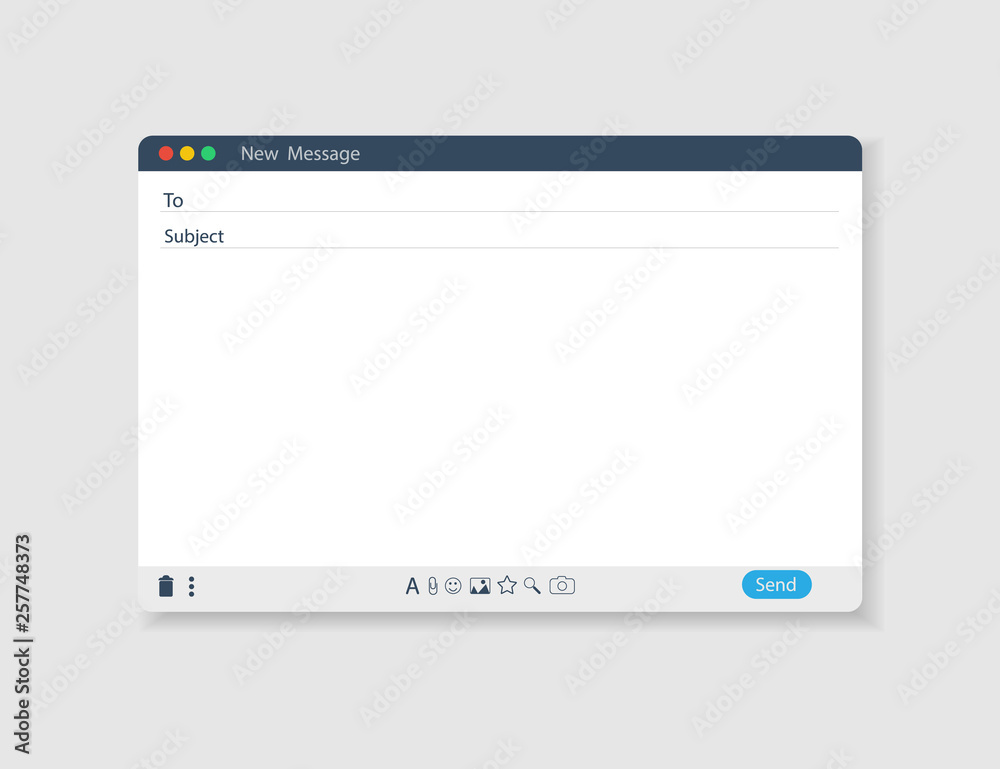 Fototapete e-mail blank template internet mail frame interface for mail message.