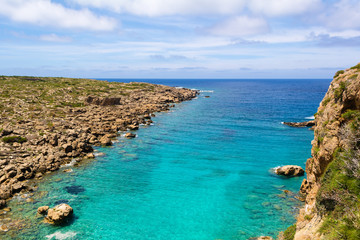 A view of Libyan Sea from Chrisoskalitissa Monastery. Southwest coast of Crete, Greece.