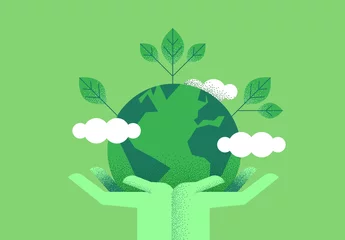 Poster Hands holding planet earth for environment care © Cienpies Design