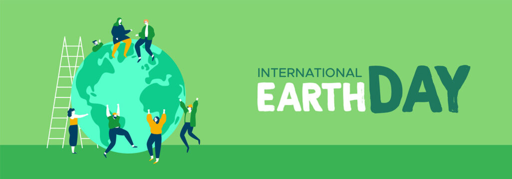 Earth Day Web Banner Of Young People Celebration