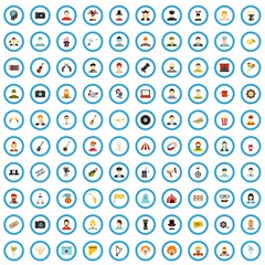 100 moviegoer icons set in flat style for any design vector illustration