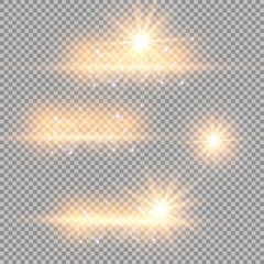 Vector illustration of abstract flare light rays. A set of stars, light and radiance, rays and brightness. Glow light effect. Vector illustration. Christmas flash Concept
