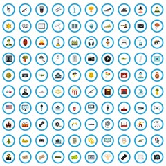 100 movie product icons set in flat style for any design vector illustration