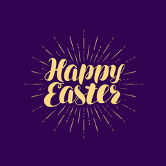 Happy Easter, greeting card. Lettering, calligraphy vector illustration