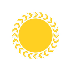 Yellow Sun burst icon or logo. Modern simple flat sunlight, sign. Business, internet concept. Trendy vector summer symbol. Logo Vector illustration isolated on white background.