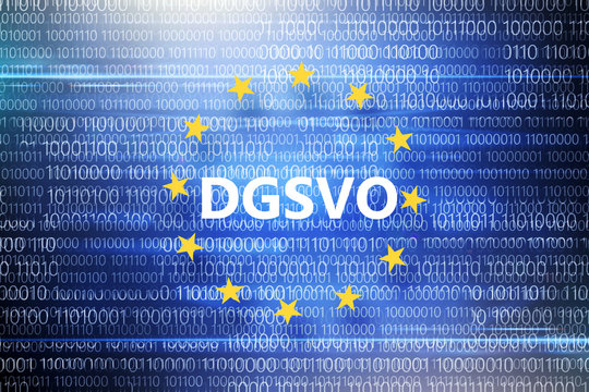 General regulations on data protection. Inscription on background with binary code