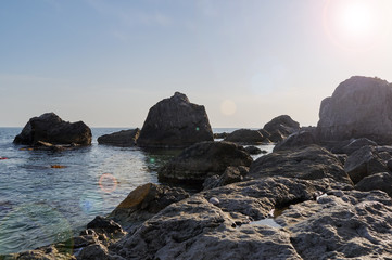 Rocky seashore on a summer day, Crimea