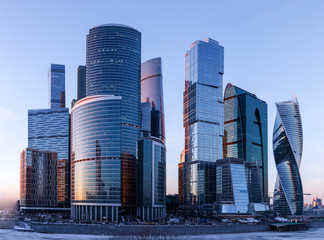 Fototapeta na wymiar Skyscrapers of Moscow city business center.