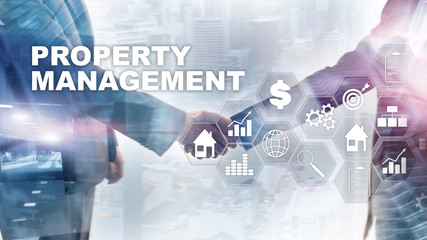 Property management. Business, Technology, Internet and network concept. Abstract Blurred Background