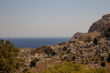 Coast of the Greek island Rhodes. Mediterranean sea.