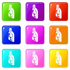 Washing conditioner icons set 9 color collection isolated on white for any design