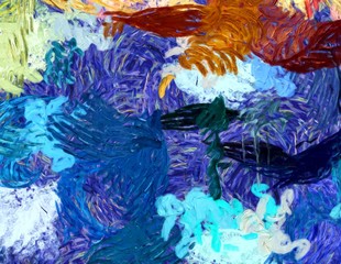 Abstract art background. Oil painting style on canvas. Warm colorful texture. Soft paint brushstrokes. Modern art. Contemporary artistic print. Template for design products decoration. Creative decor.