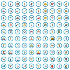 100 museum icons set. Cartoon illustration of 100 museum vector icons isolated on white background