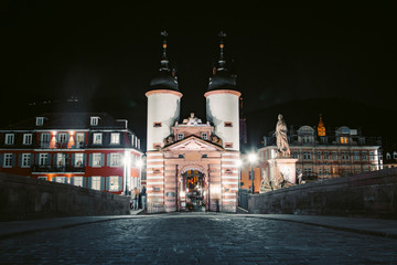 Fototapeta premium Heidelberg Old Bridge at night, Baden-Wurttemberg, Germany