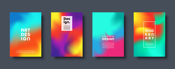Colorful modern abstract background with neon red, green, blue, purple, yellow and pink gradient. Dynamic color flow poster, banner. Vector illustration.