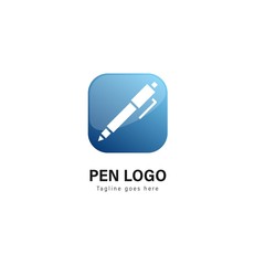 Pen logo template design. Pen logo with modern frame vector design