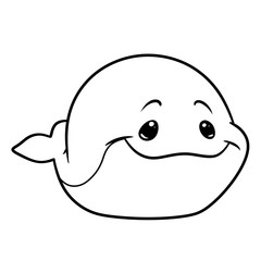 Little whale animal character coloring page cartoon illustration isolated image 