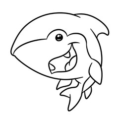 Little shark animal character coloring page cartoon illustration isolated image 